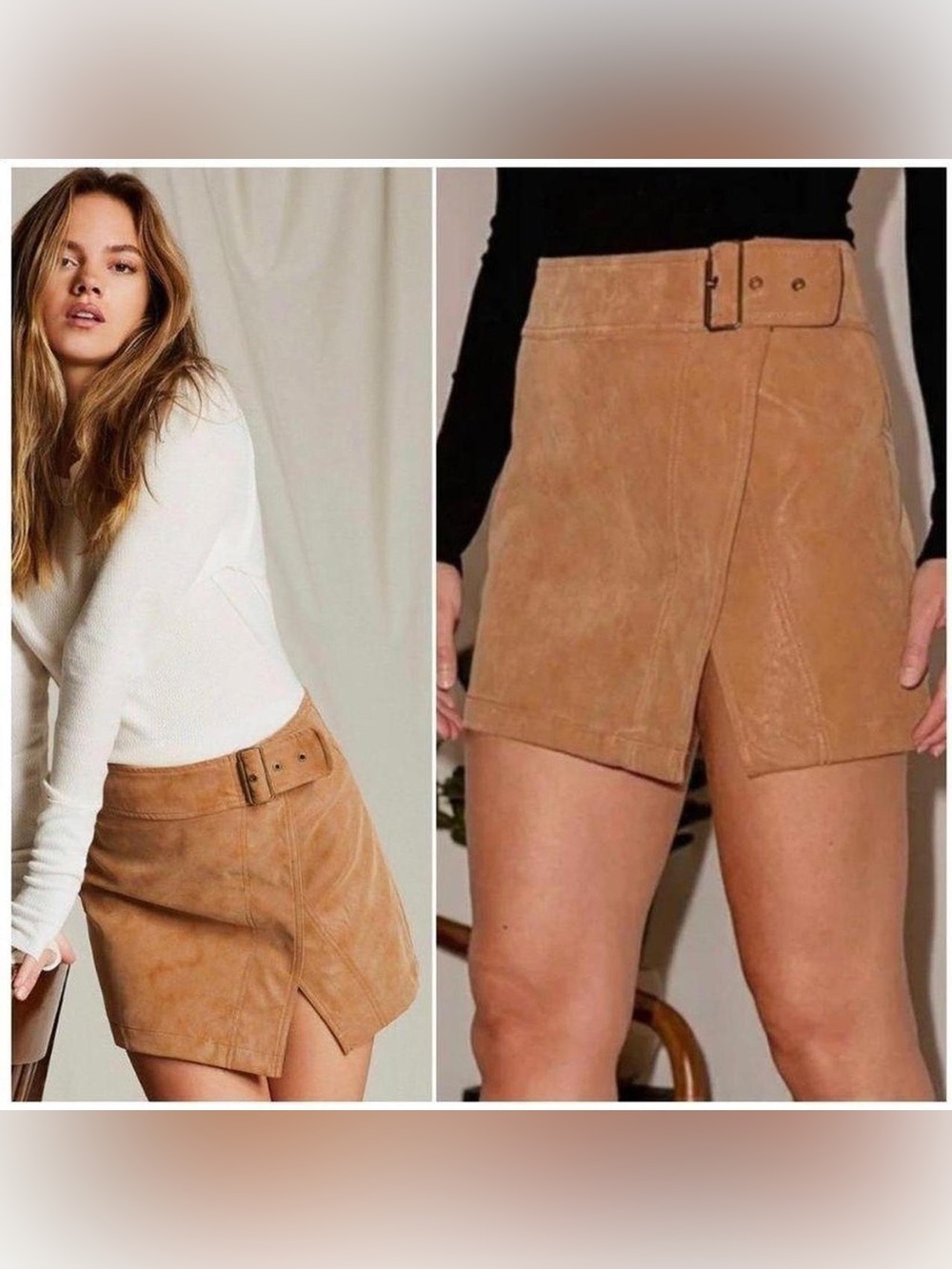 FREE PEOPLE NWT $88 ARI WRAP MINI SKIRT in CAMEL